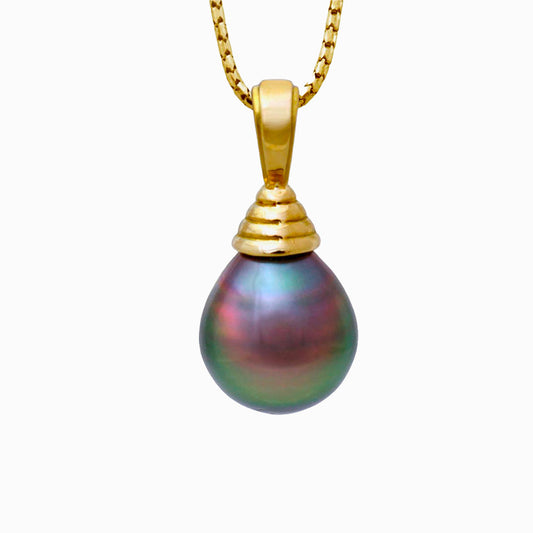 Tahitian pearl pendant in 18k yellow gold - Timeless Elegance