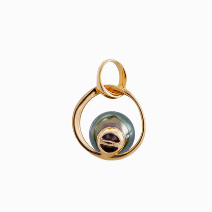 Tahitian pearl pendant 18k yellow gold - Circle of Life
