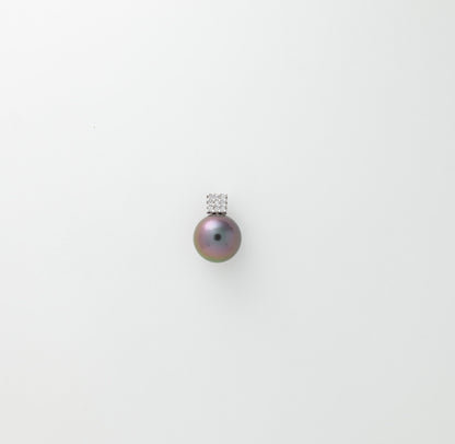 White Gold Pendant tahitian Pearl Diamonds
