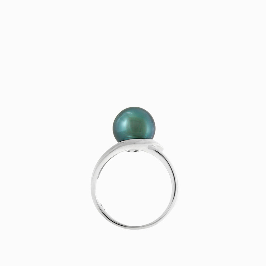 Bague perle de Tahiti - o blanc 18 quilates