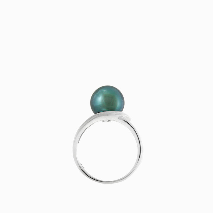 Tahitian pearl ring - 18k white gold