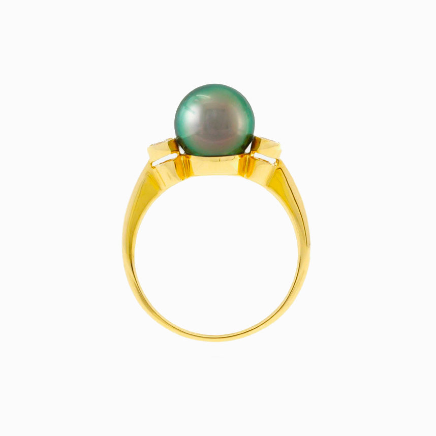 Bague perle de Tahiti - design classique en or 18 carats