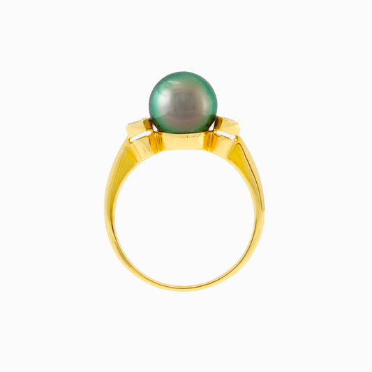 Tahitian pearl ring - 18K gold classic design