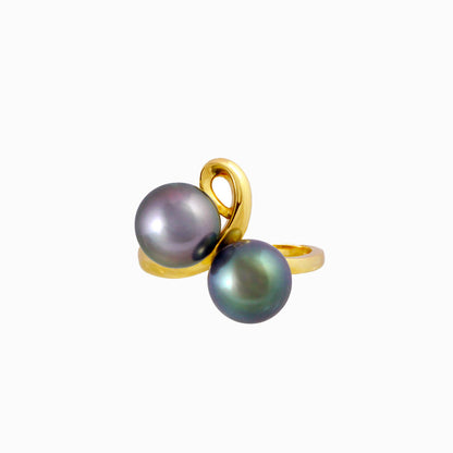 Tahitian pearl ring - 18K white gold
