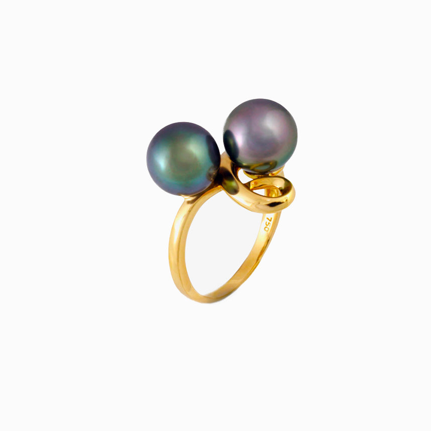Tahitian pearl ring - 18K white gold