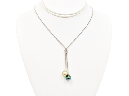 "Toi & Moi" pearl necklace with Two Tahitian Pearls.