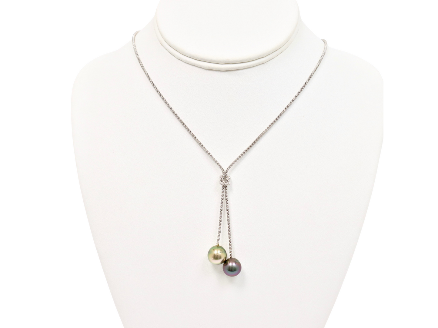 "Toi & Moi" pearl necklace with Two Tahitian Pearls.