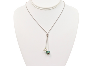 Collar de perlas "Toi & Moi" - Plata de ley