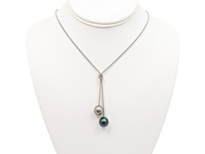 Collar de perlas "Toi & Moi" - Plata de ley