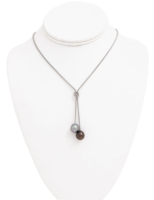 Tahitian pearl necklace - silver