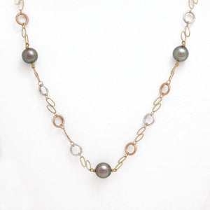 Tahitian pearl necklace - 14k yellow gold - Circle of love - CDTO3X1216