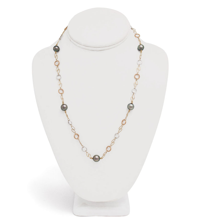 Tahitian pearl necklace - 14k yellow gold - Circle of love - CDTO3X1216