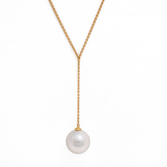 Tahitian pearl necklace - 18k yellow gold