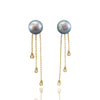 Tahitian pearl earrings 18k yellow gold with diamonds - Rainbow drops - EAYDPE00077