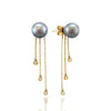 Pendientes de perlas de Tahití 18k oro amarillo con diamantes - Gotas de arcoíris - EAYDPE00077