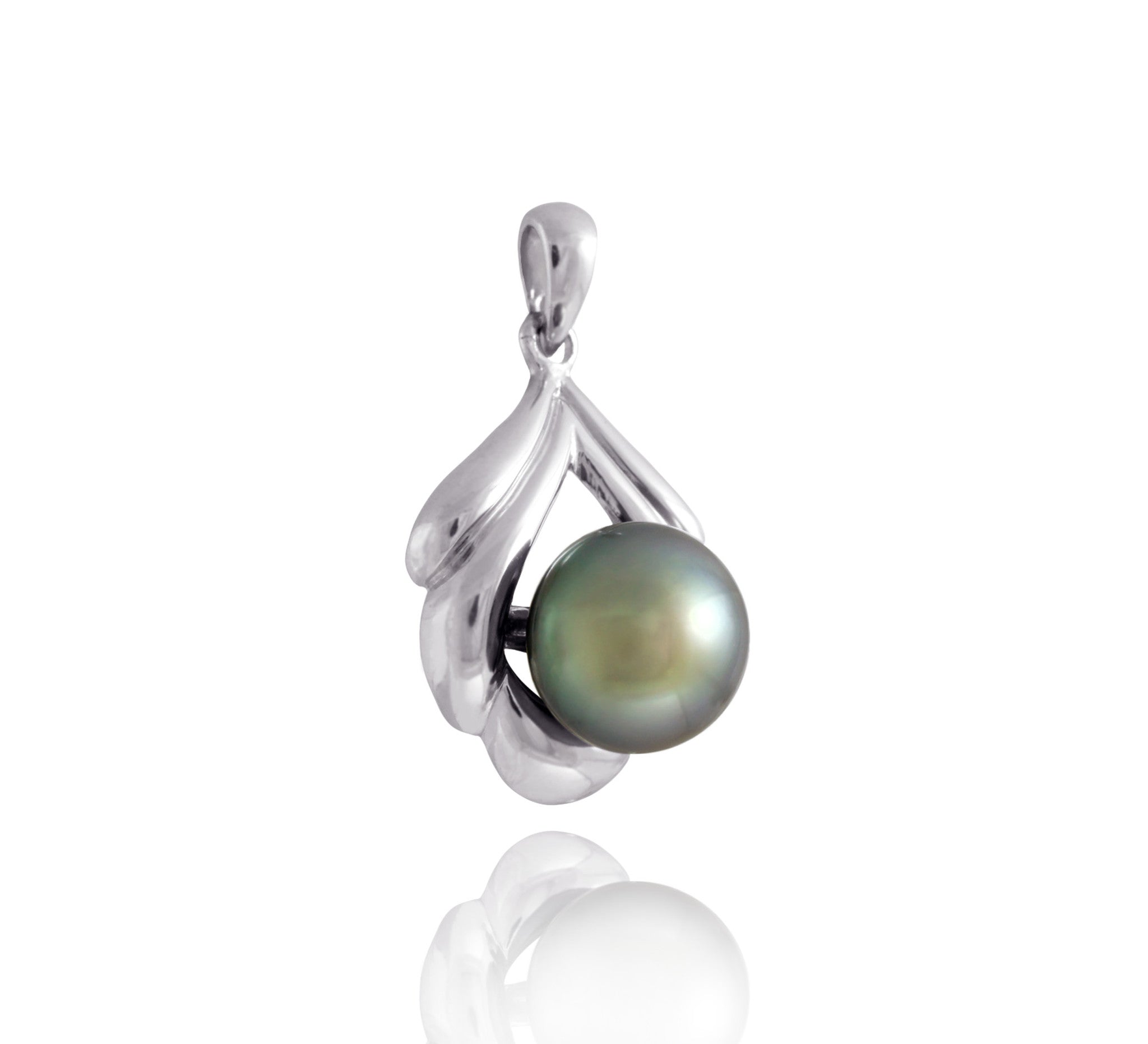 Tahitian pearl pendant in silver - Dewdrops collection - PESVPE00479