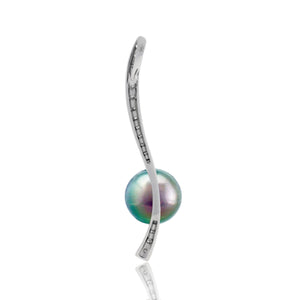 Colgante de perlas de Tahití en oro blanco 18k y diamantes - Dewdrops - PEWDPE00529