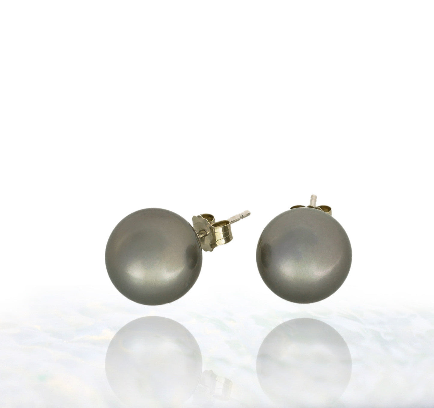 Tahitian pearl earrings - 14k white gold studs