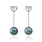 Tahitian pearl earrings - 18k white gold with diamonds - Forever -EAWDPE00063