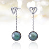 Tahitian pearl earrings - 18k white gold with diamonds - Forever -EAWDPE00063