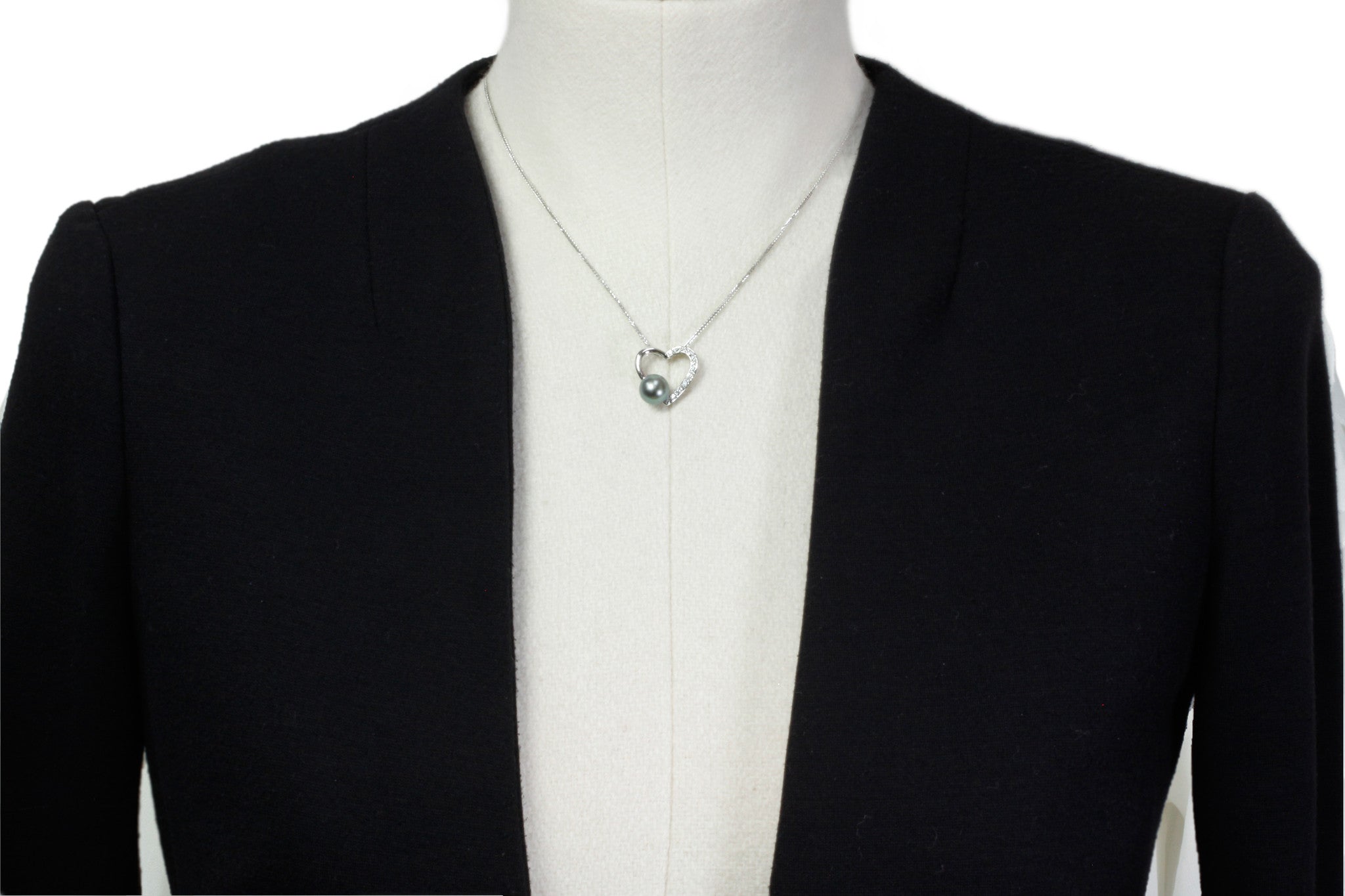 Tahitian pearl pendant 18k white gold with diamonds - Forever