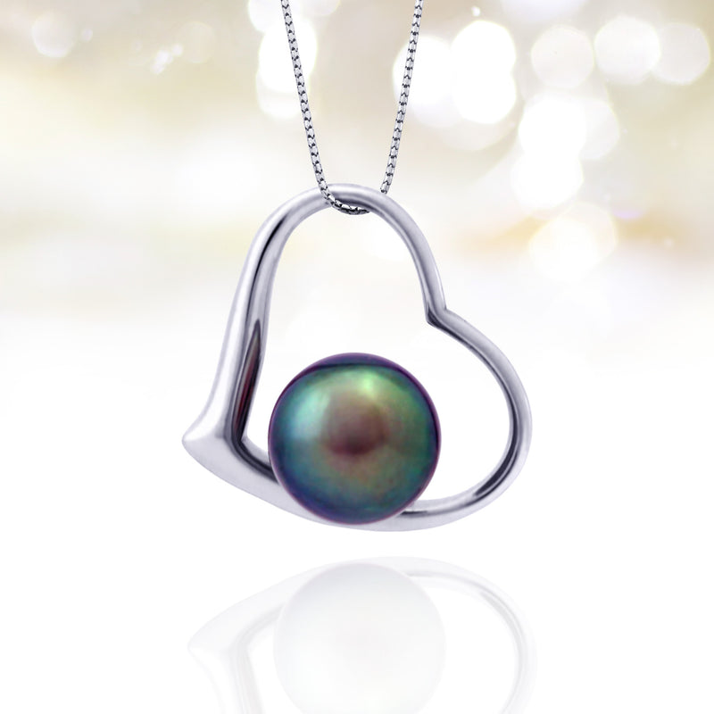 Tahitian pearl pendant - 18k white gold - Forever -PEWGPE01168