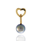 Tahitian pearl pendant - 18k yellow gold with diamonds - Forever -PEYDPE00593