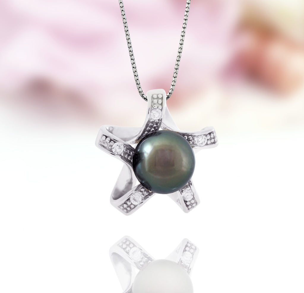 Tahitian pearl pendant in silver - Tiare Tahiti - PESZPE00106