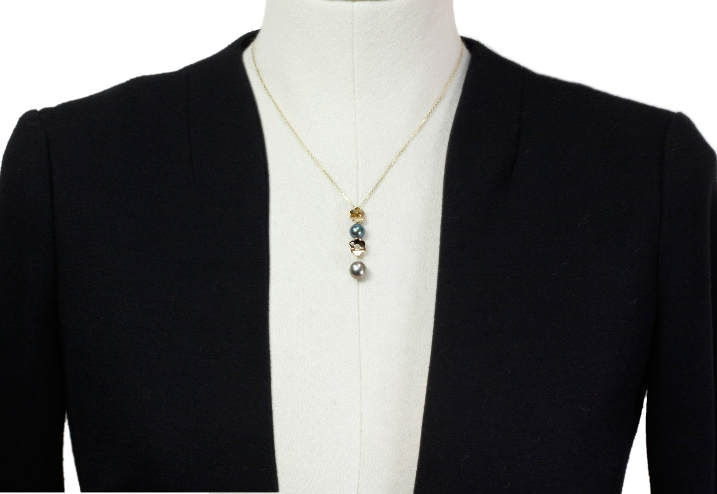 Tahitian pearl pendant in 18k yellow gold with diamonds - Tiare Tahiti