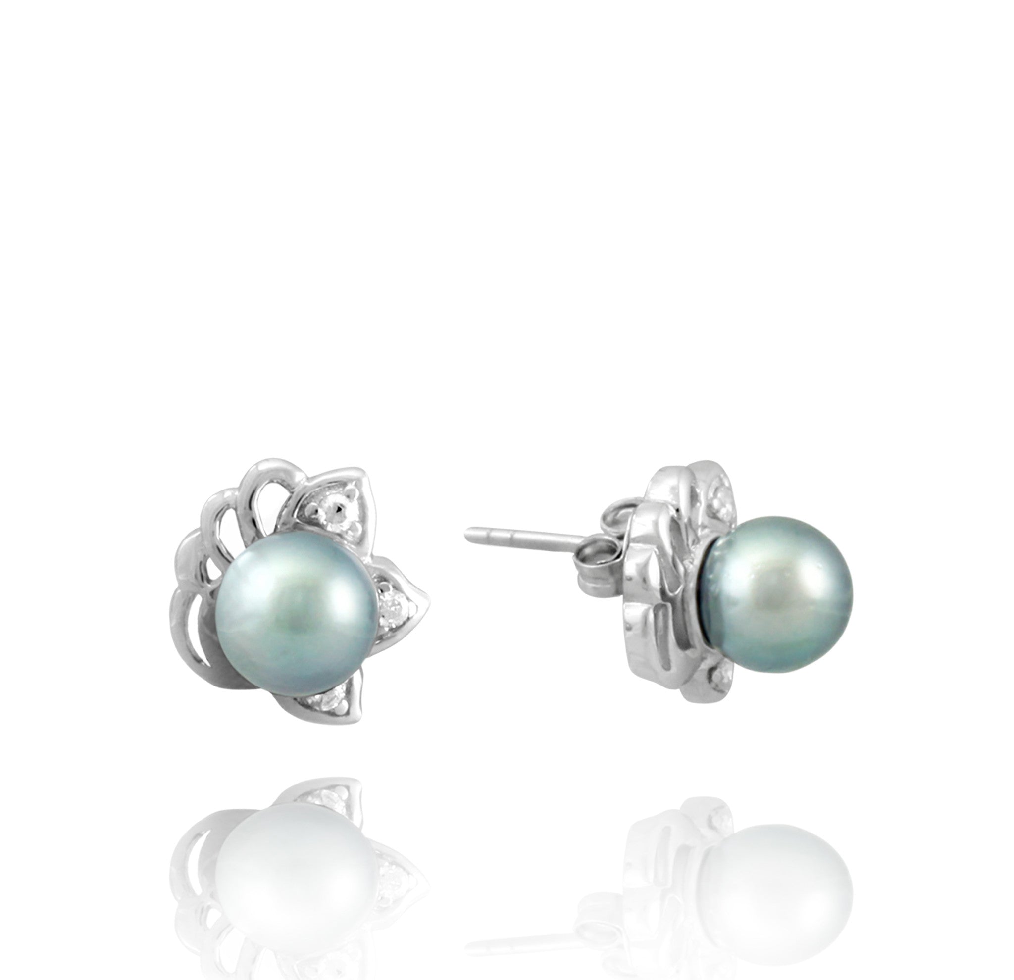 Tahitian pearl earrings - Sterling silver - EASZPE00022 Tahitian pearl earrings - Sterling silver - EASZPE00022