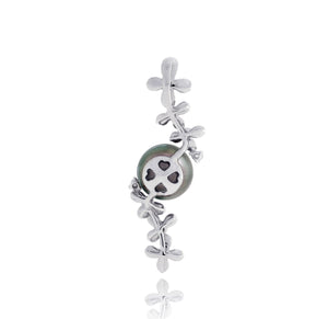 Tahitian pearl pendant in 18k white gold with diamonds - Tiare Tahiti