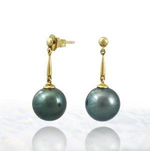Boucles d'oreilles perles de Tahiti en plaqué or - Elegance intemporelle - EAGPPE00007