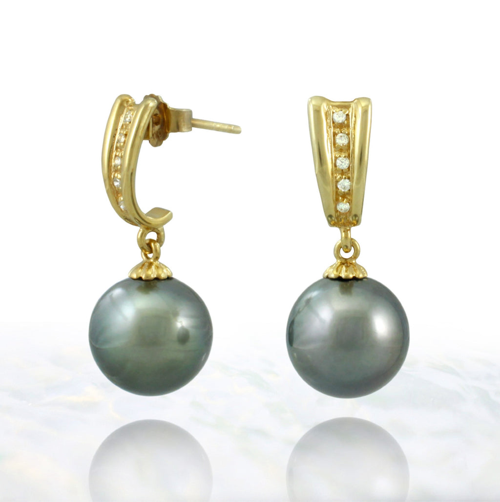 Tahitian pearl earrings in gold plated - Timeless Elegance - EAGZPE00001
