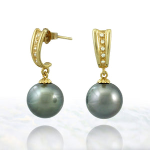 Pendientes de perlas tahitianas en baño de oro - Elegancia intemporal - EAGZPE00001