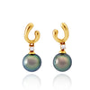 Tahitian pearl earrings in 18k yellow gold and diamonds - Timeless Elegance - EAYDPE00090