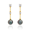 Boucles d'oreilles perle de Tahiti en or jaune et diamants 18k - Elegance intemporelle - EAYDPE00096