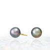 Pendientes de perlas de Tahití - 18k pernos de oro amarillo - EAYGPE00227b