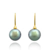 Tahitian pearl earrings - 18k gold cone shepherd hooks - EAYGPE00236