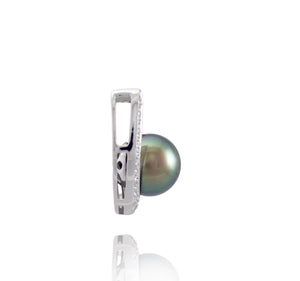 Pendentif perle de Tahiti en or blanc 18k et diamants - Elegance intemporelle - PEWDPE00549