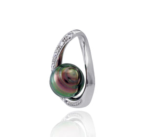 Colgante de perlas de Tahití en plata - colección de gotas de rocío - PESZPE00559