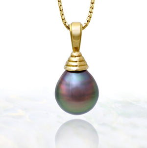 Colgante de perlas de Tahití en oro amarillo 18k - Elegancia intemporal - PEYGPE01111