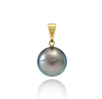 Tahitian pearl pendant - 18k yellow gold