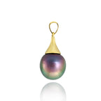 Tahitian pearl pendant - 18k yellow gold
