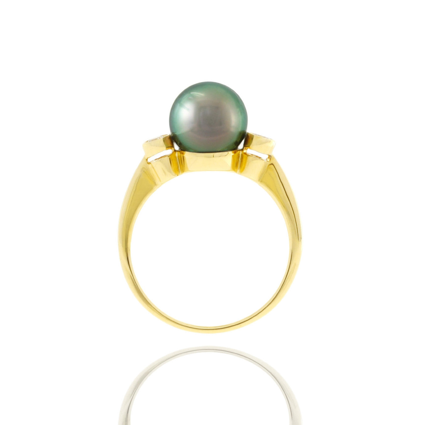 Tahitian pearl ring - 18K gold classic design - RGYDPE01016