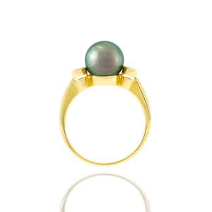 Tahitian pearl ring - 18K gold classic design - RGYDPE01016