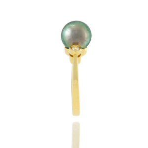 Anillo de perlas de Tahití - 18K diseño de oro clásico - RGYDPE01016