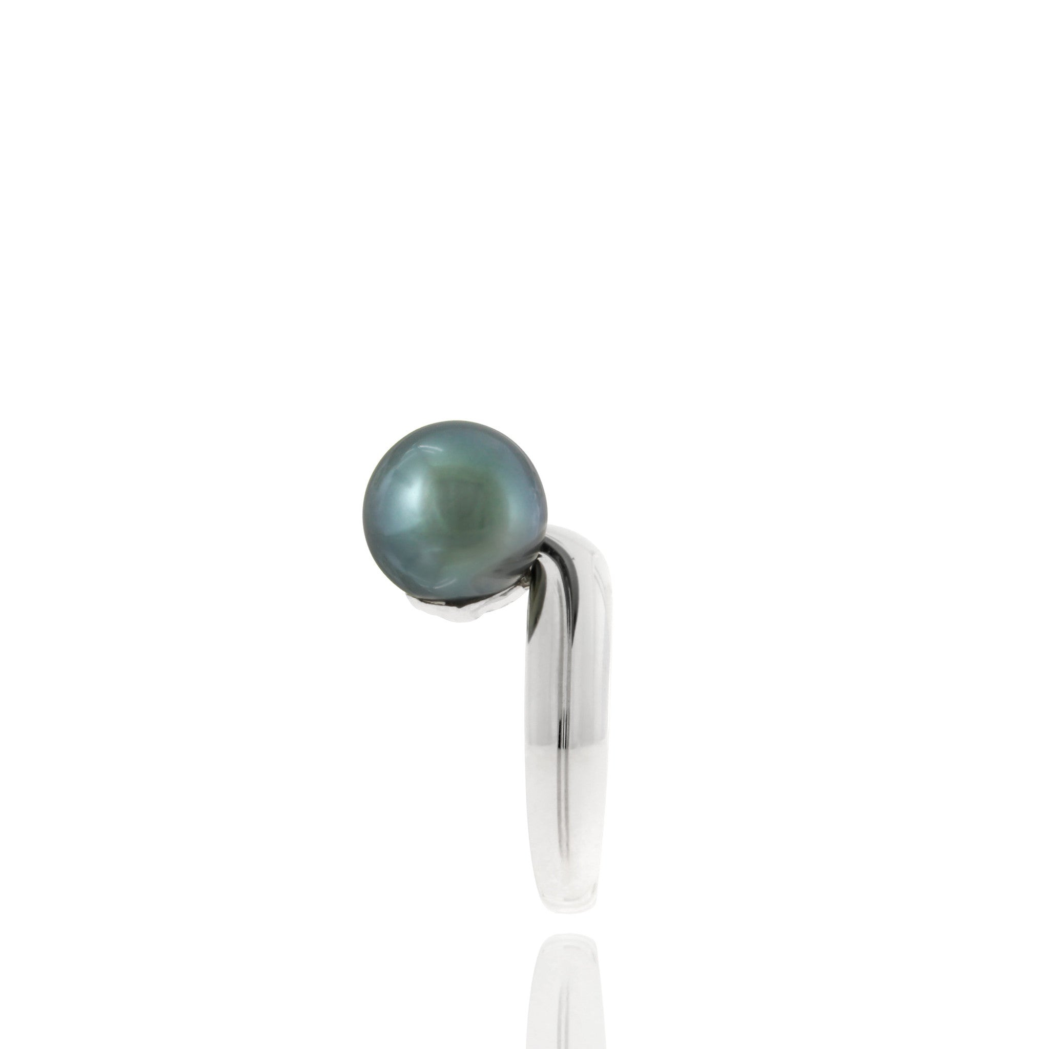 Tahitian pearl ring - 18k white gold - RGWGPE00021