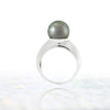 Tahitian pearl ring - 18k white gold classic jonc - RGWGPE00025