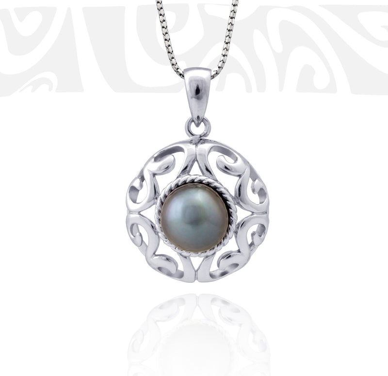 Tahitian pearl pendant in silver - Tribal Identity - PESVPE00035