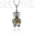 Tahitian pearl pendant in 18k white gold - Tribal Identity - PEWGPE01112
